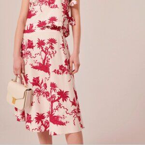 NWT Tara Jarmon Paris Jeanette Cotton Floral A-Line Midi Skirt 40 EU / US 8